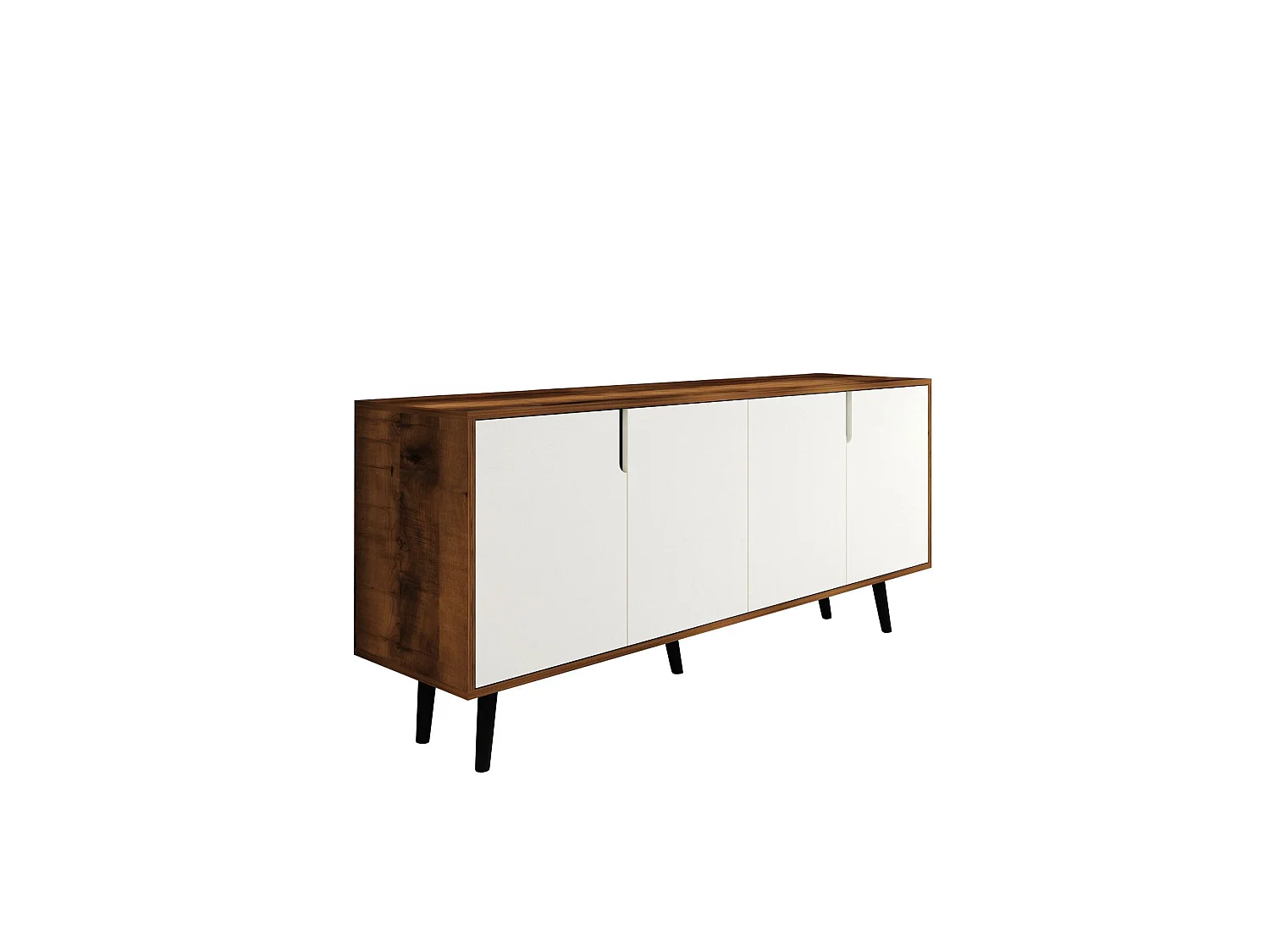 Buffet – 180 cm – Noyer et Blanc – Aggloméré et Bois