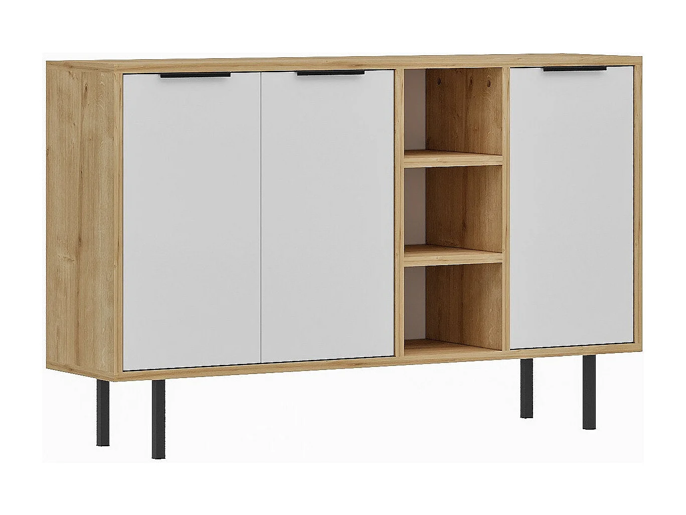 Dressoir – 120 cm x 75 cm x 29,6 cm – Saffier Eiken en Wit – Melamine