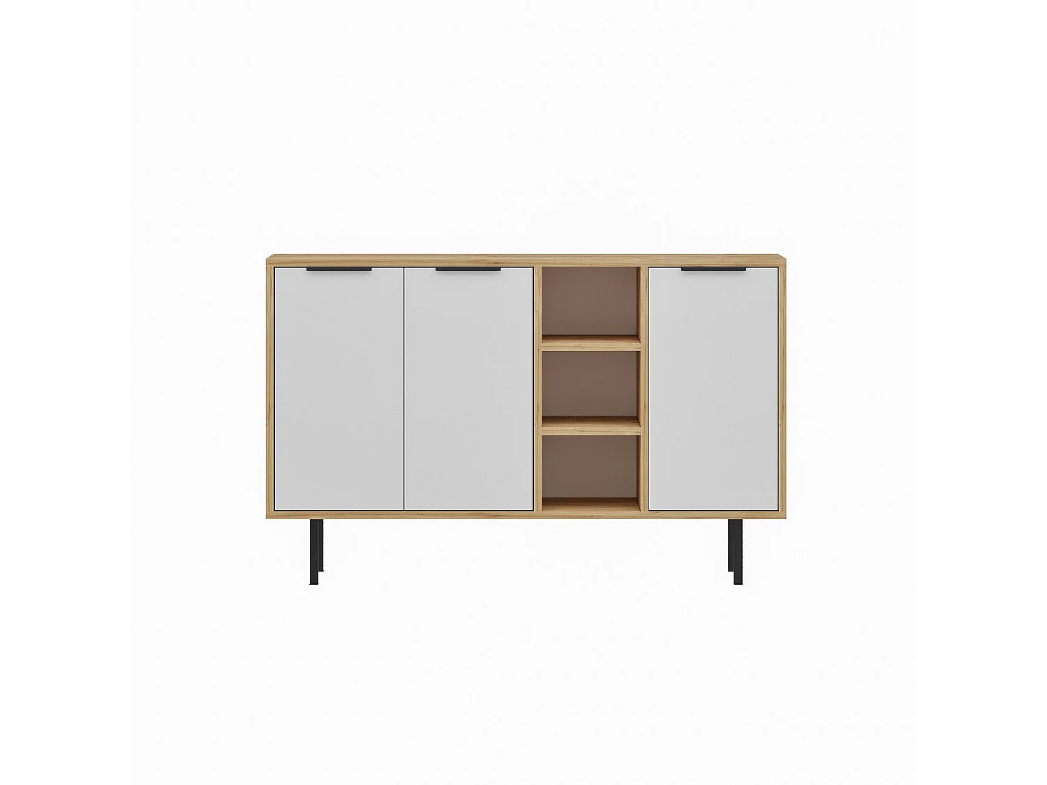 Dressoir – 120 cm x 75 cm x 29,6 cm – Saffier Eiken en Wit – Melamine