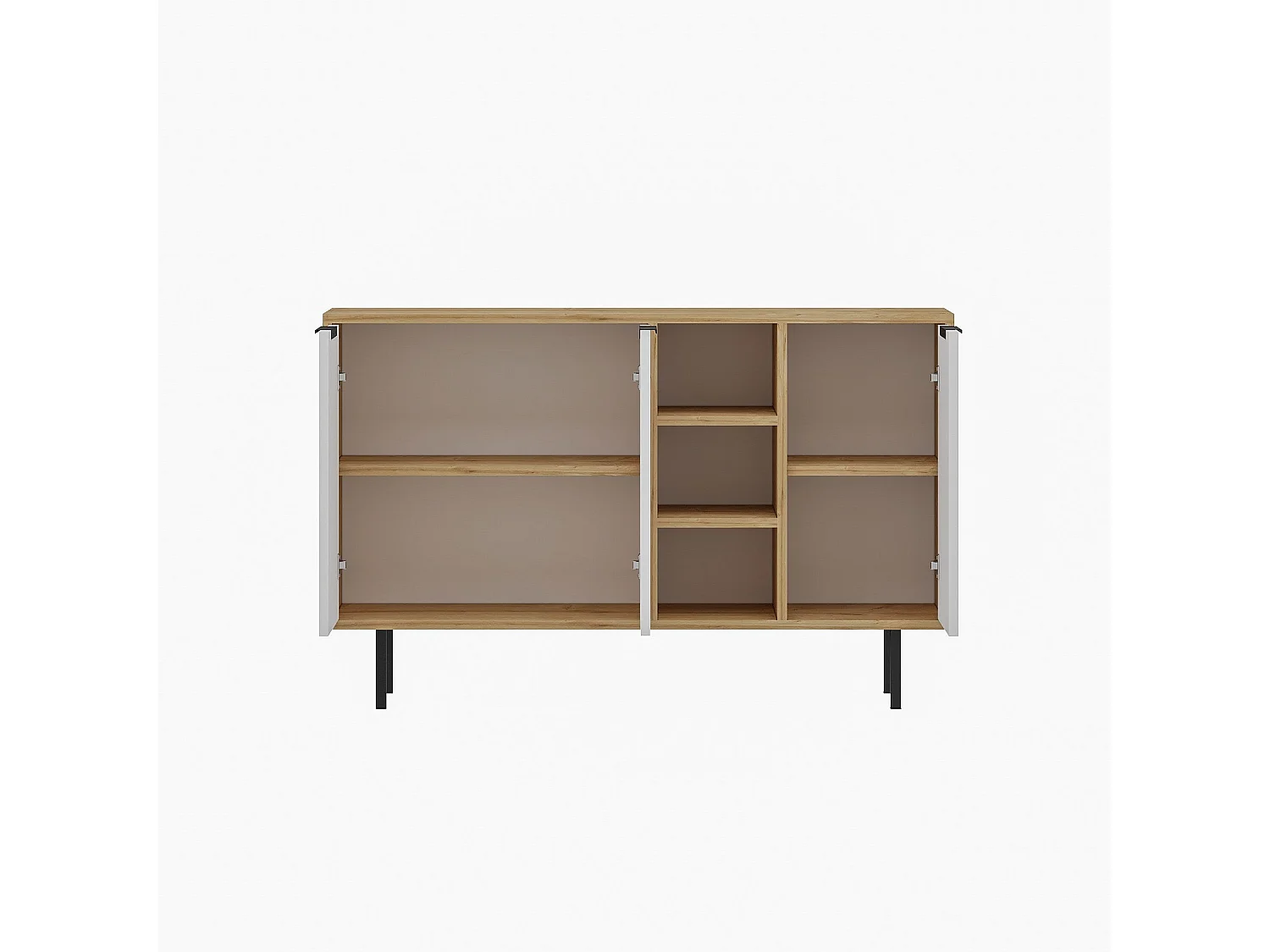 Dressoir – 120 cm x 75 cm x 29,6 cm – Saffier Eiken en Wit – Melamine