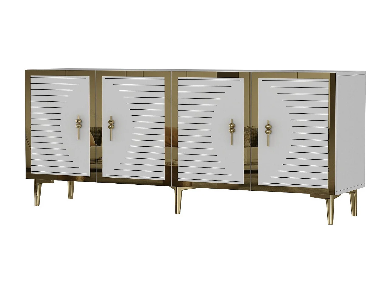 Komoda – 180 cm x 75 cm x 32 cm – biało-złota – MDF