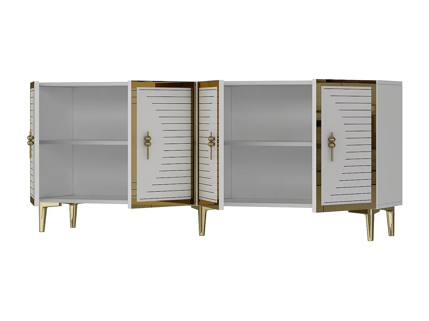 Komoda – 180 cm x 75 cm x 32 cm – biało-złota – MDF