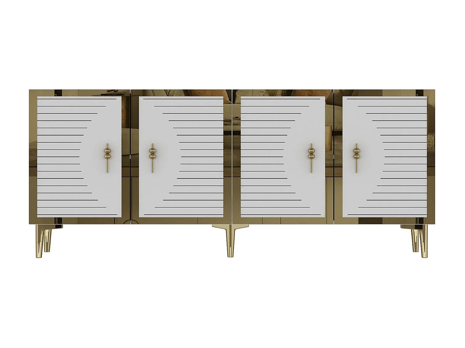 Komoda – 180 cm x 75 cm x 32 cm – biało-złota – MDF