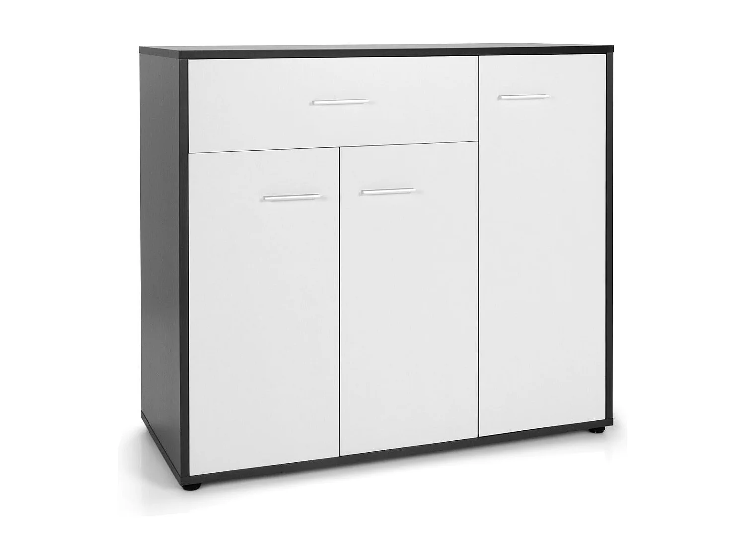 Nowoczesna komoda 3-drzwiowa – 88 x 40 x 80 cm – drewno konstrukcyjne, metal