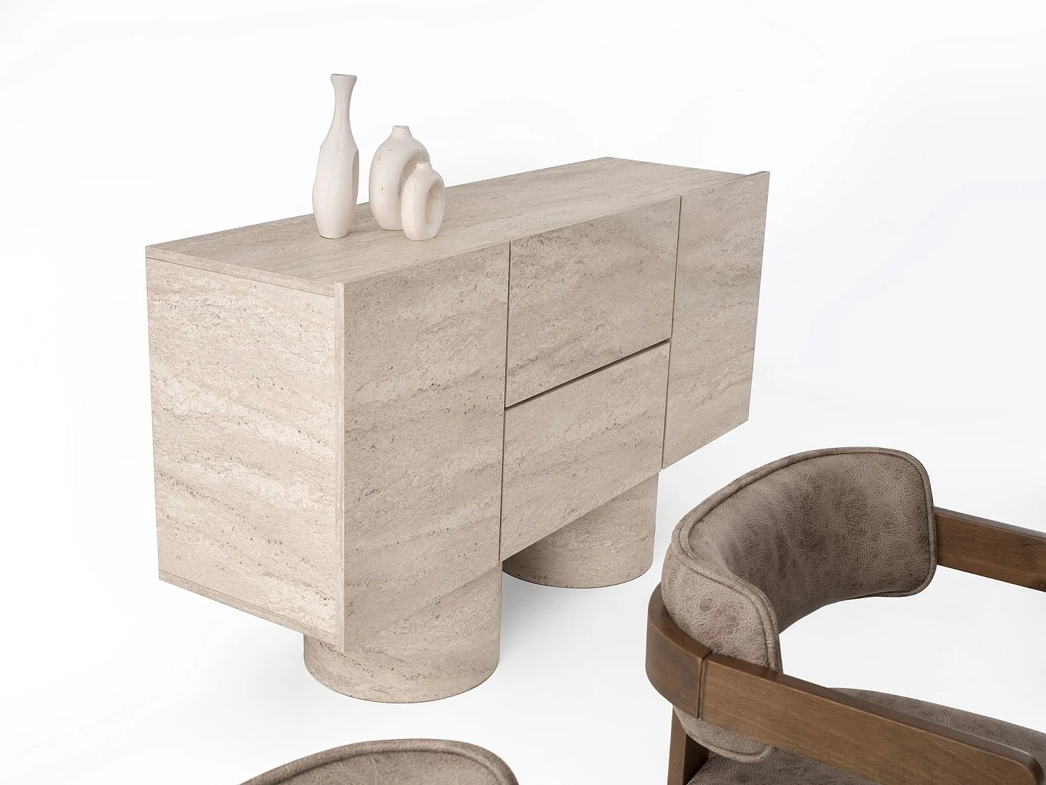 Buffet – 150cm x 87cm x 42cm – Travertin – MDF