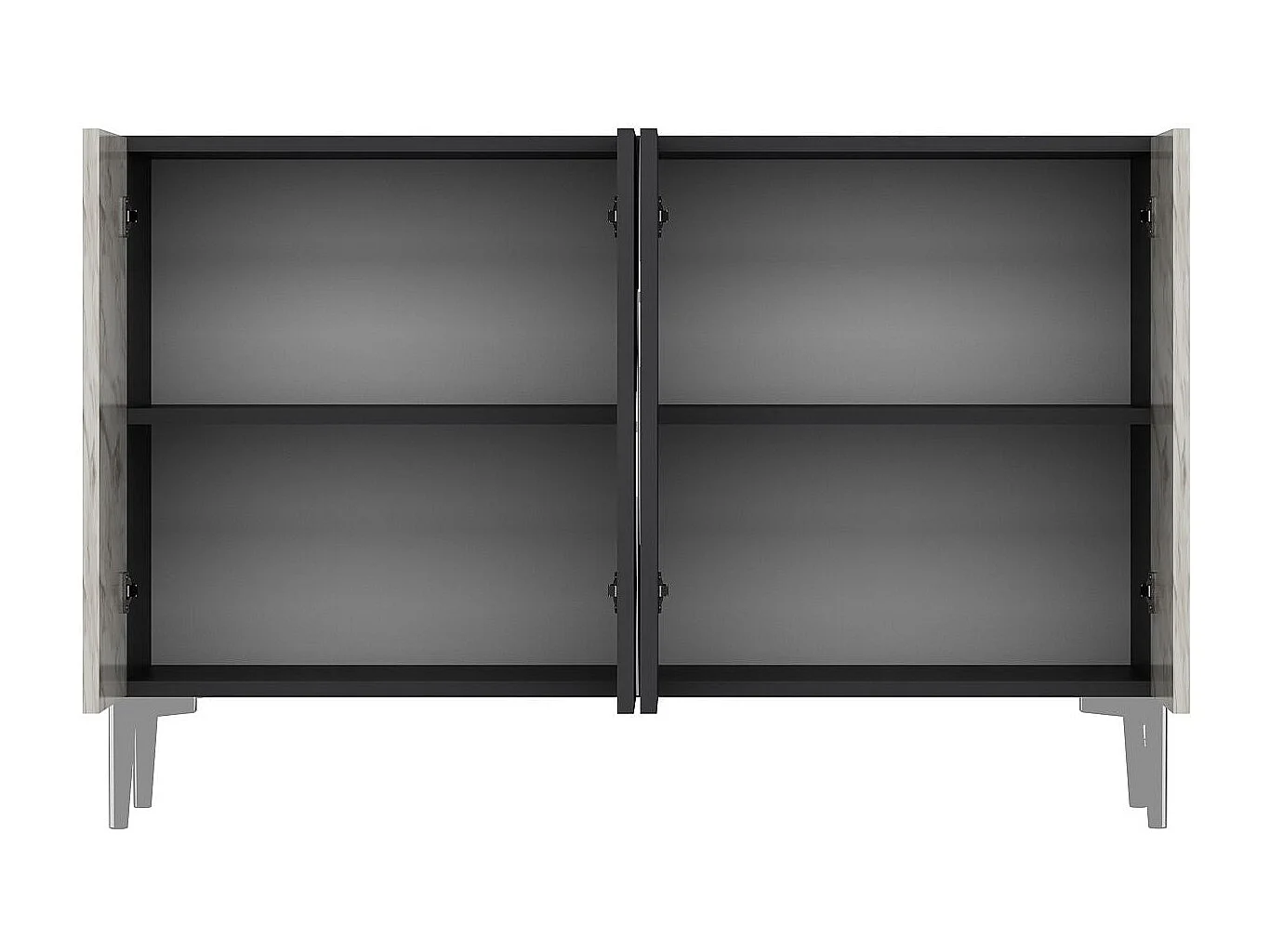 Komoda z płyty MDF pokrytej melaminą – 120 cm x 75 cm x 29,6 cm – antracyt, marmur Efez, srebro