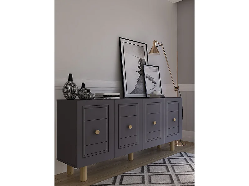 Dressoir – 150 cm x 75 cm x 35 cm – Antraciet – Spaanplaat