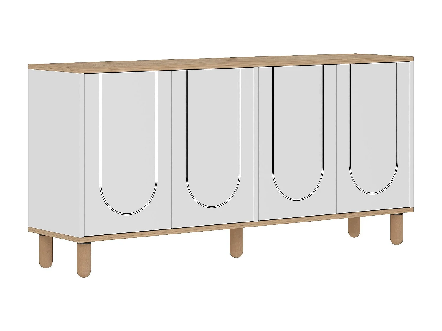 Credenza in truciolare nobilitato – 150 cm x 73 cm x 36 cm – Rovere Zaffiro e Bianco