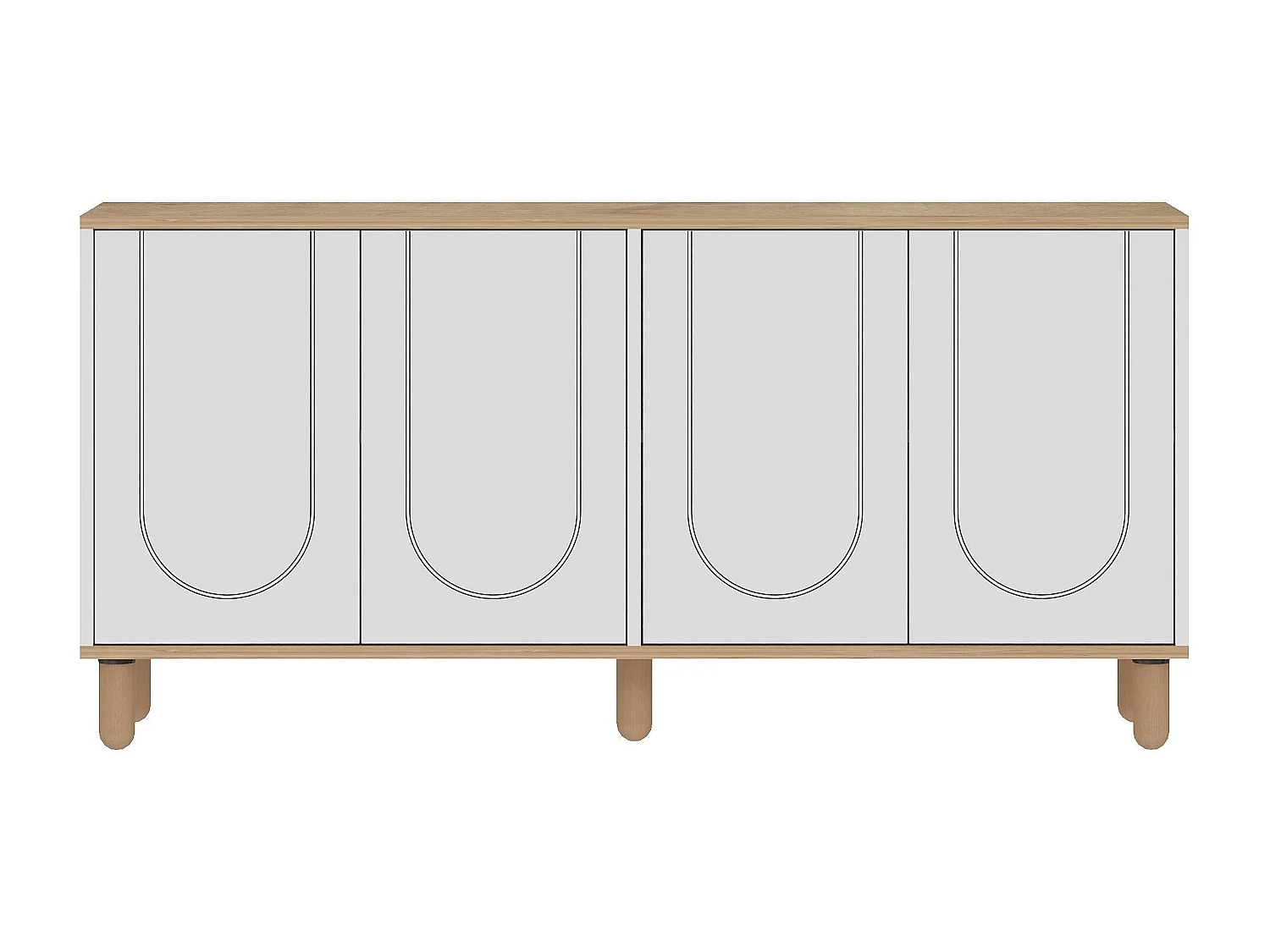 Credenza in truciolare nobilitato – 150 cm x 73 cm x 36 cm – Rovere Zaffiro e Bianco