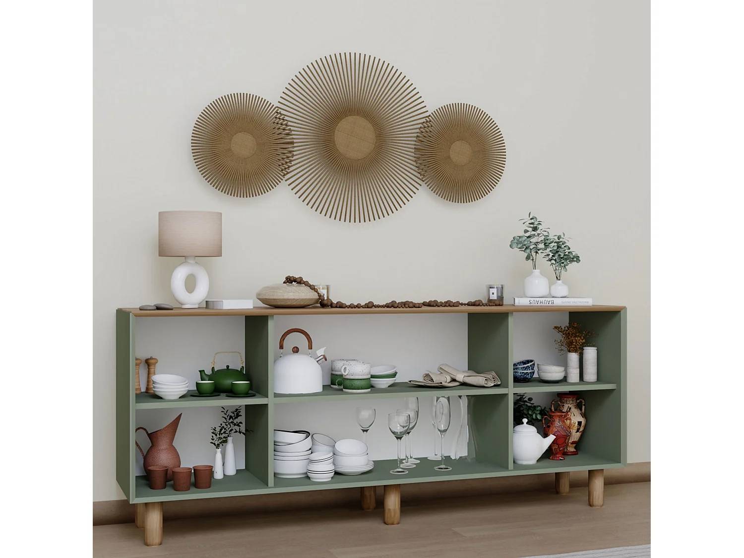 Buffet – 180 cm x 75 cm x 40 cm – Vert – Aggloméré