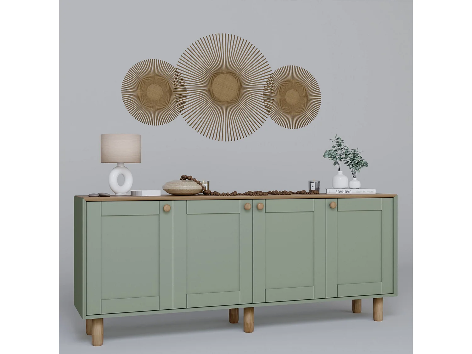 Buffet – 180 cm x 75 cm x 40 cm – Vert – Aggloméré