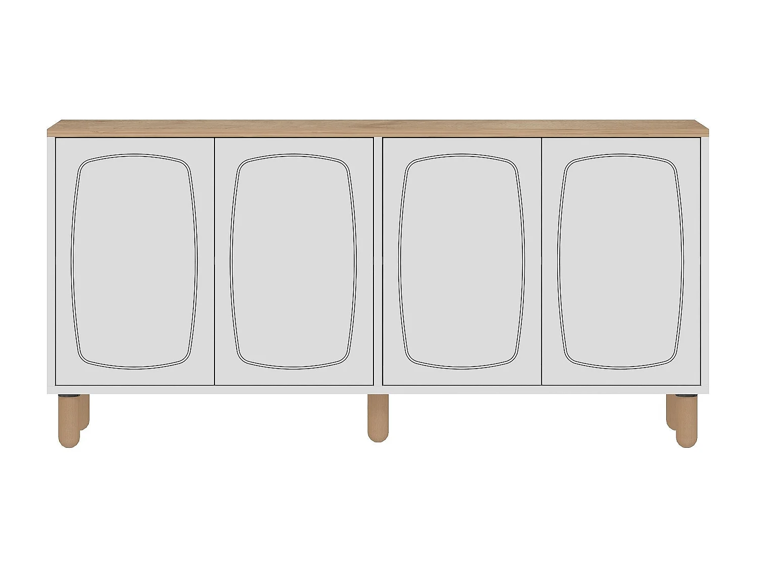 Komoda – 150 cm x 73 cm x 36 cm – Dąb szafirowy i biały – Płyta wiórowa pokryta melaminą