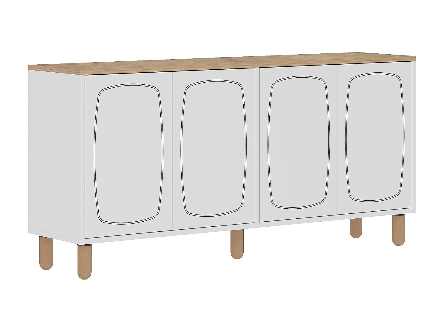 Komoda – 150 cm x 73 cm x 36 cm – Dąb szafirowy i biały – Płyta wiórowa pokryta melaminą