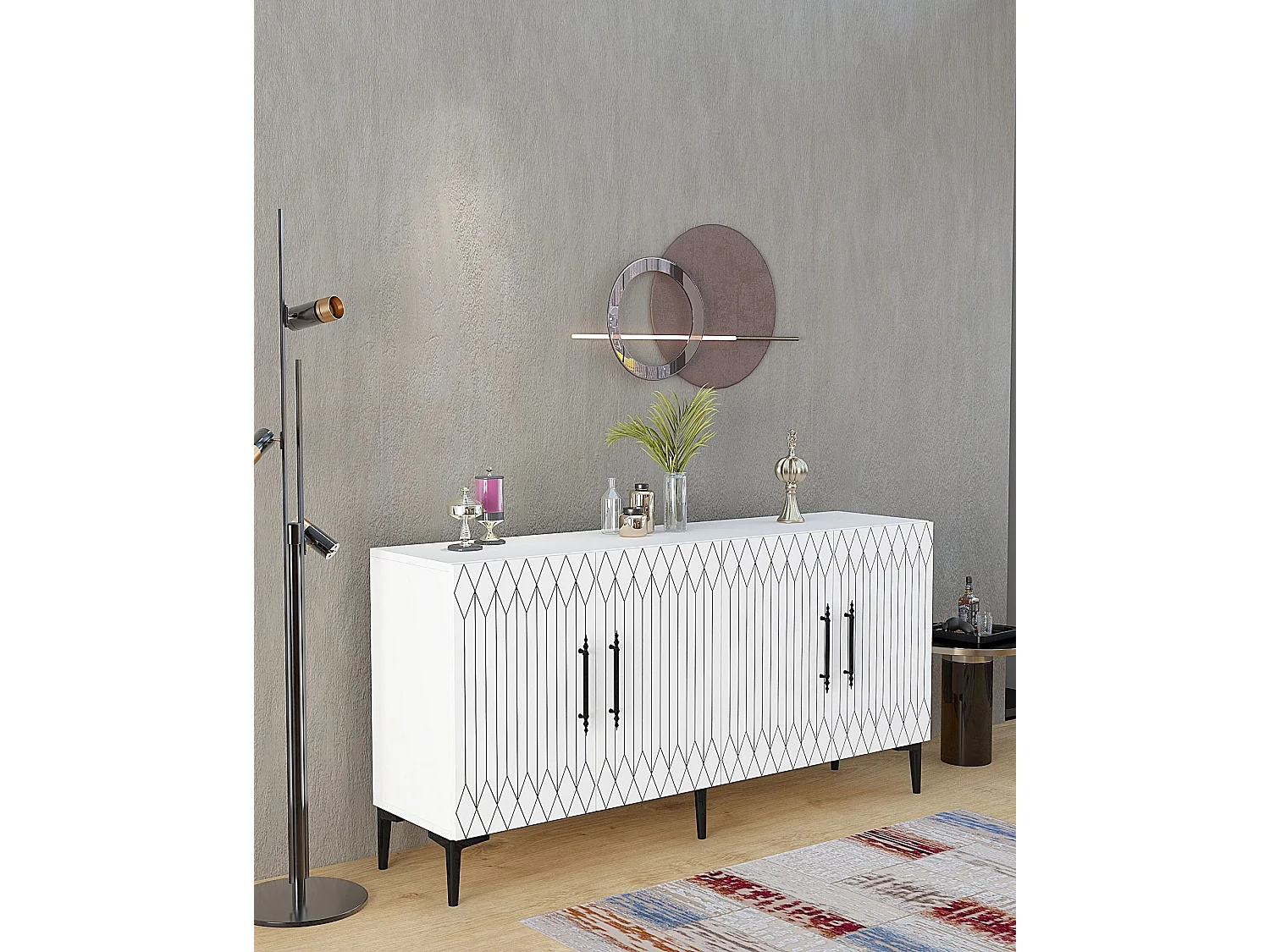 Komoda – 150 cm x 75 cm x 35 cm – Biała – Płyta wiórowa