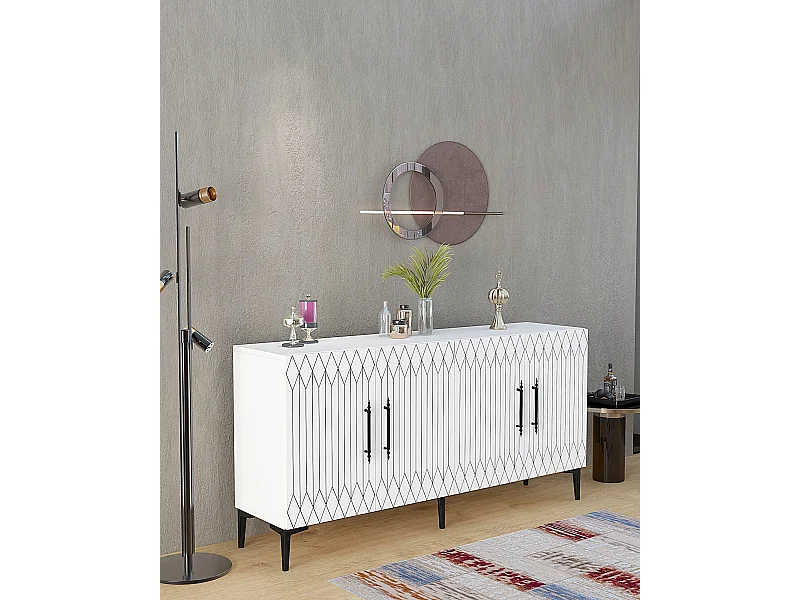 Komoda – 150 cm x 75 cm x 35 cm – Biała – Płyta wiórowa