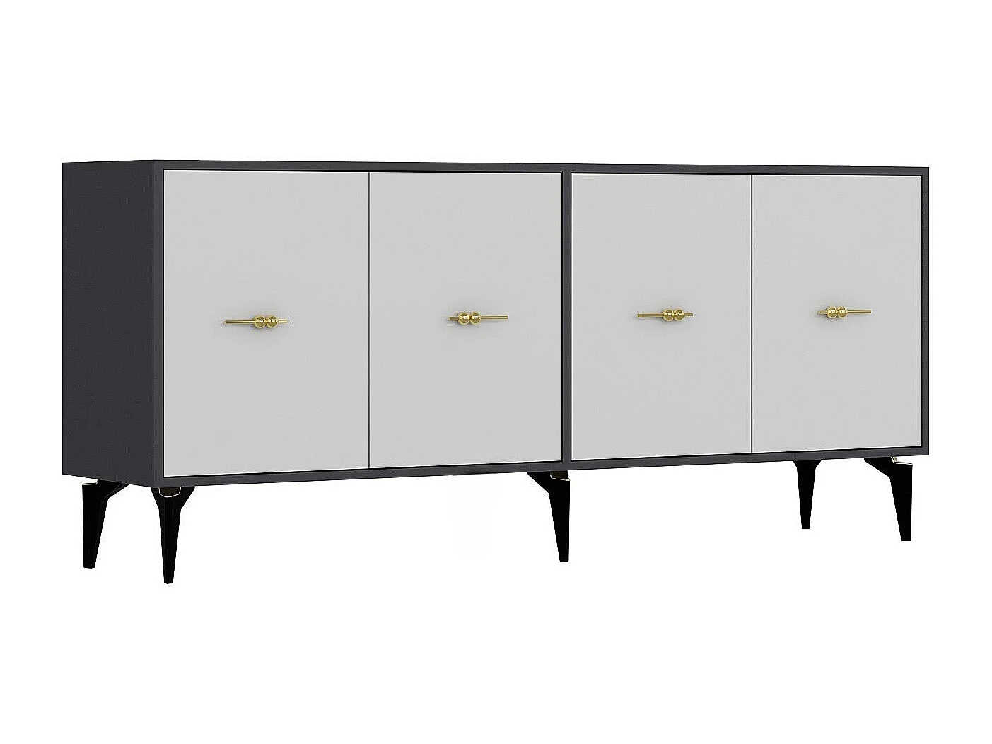 Buffet en panneaux de particules mélaminés – 180 cm x 82,6 cm x 35 cm – Anthracite et blanc