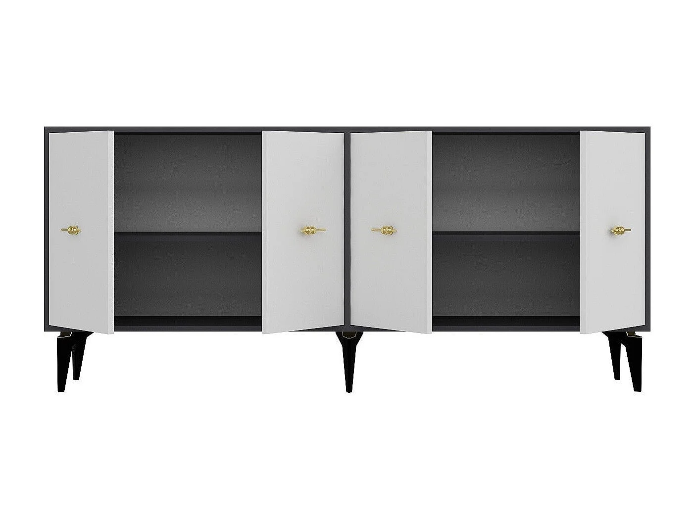 Buffet en panneaux de particules mélaminés – 180 cm x 82,6 cm x 35 cm – Anthracite et blanc