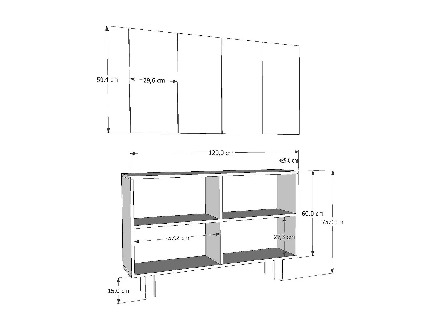 Credenza – 120cm – Bianco – Melaminico