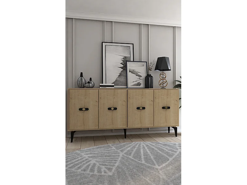 Buffet – 180 cm x 82,6 cm x 35 cm – Chêne Saphir – Panneau de particules mélaminé