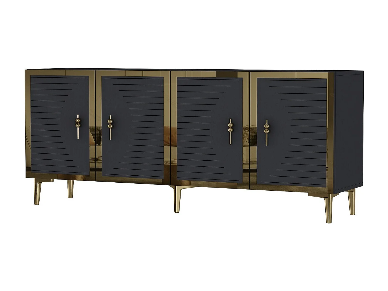 Komoda z płyty wiórowej pokrytej melaminą – 180 cm x 75 cm x 32 cm – antracyt i złoto