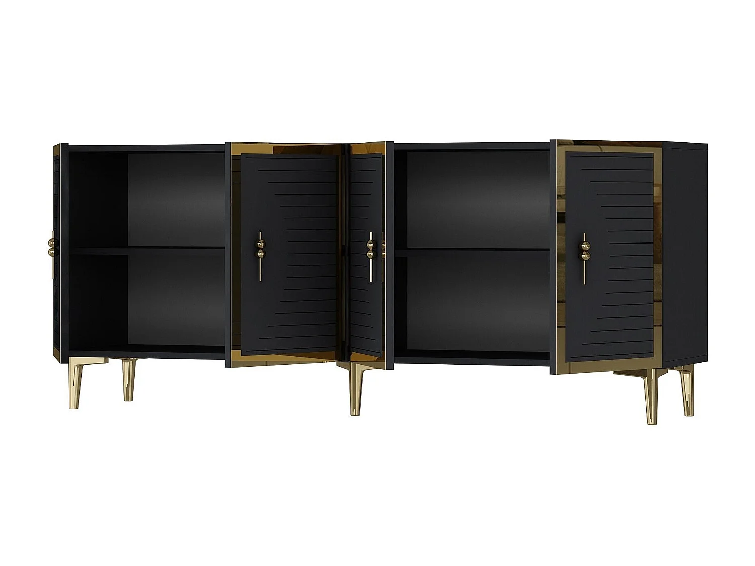 Komoda z płyty wiórowej pokrytej melaminą – 180 cm x 75 cm x 32 cm – antracyt i złoto