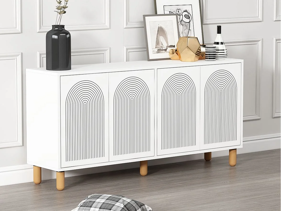 Komoda – 150 cm x 73 cm x 36 cm – Biała – Płyta wiórowa