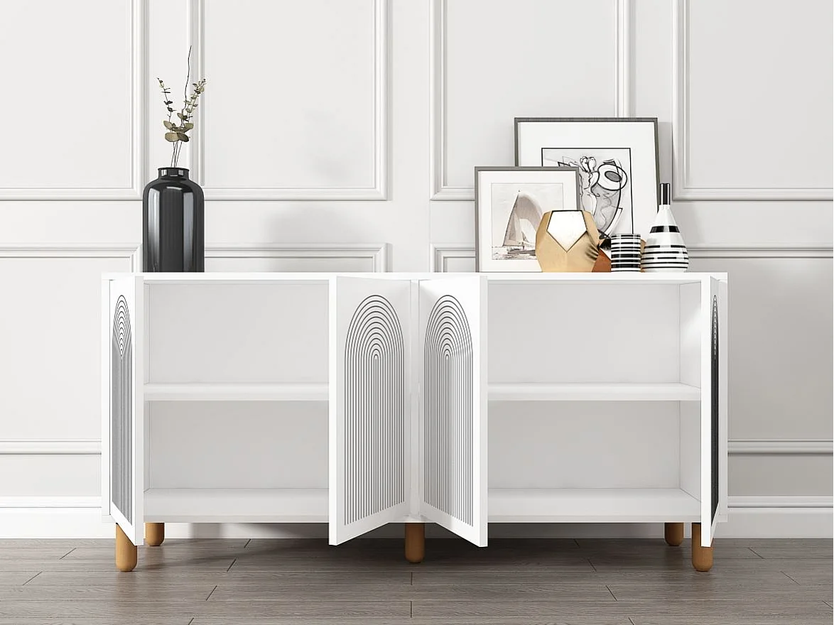 Komoda – 150 cm x 73 cm x 36 cm – Biała – Płyta wiórowa