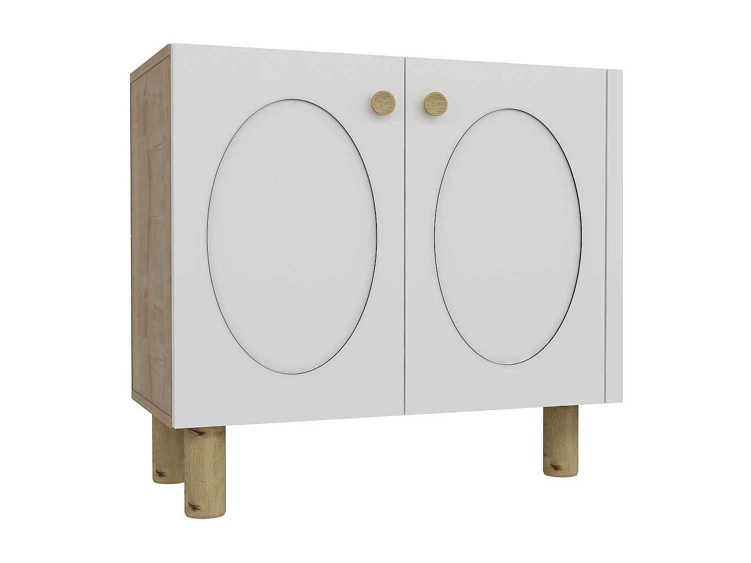 Buffet – 150 cm x 75 cm x 32 cm – Chêne saphir, blanc – MDF