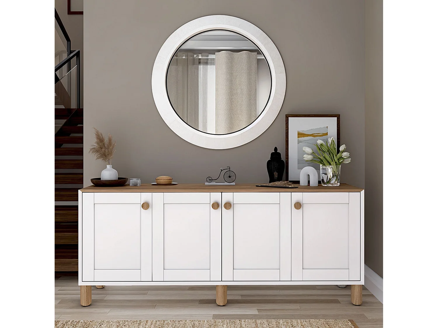 Sideboard – 180 cm x 80 cm x 37,3 cm – Helles Walnussholz – Melamin