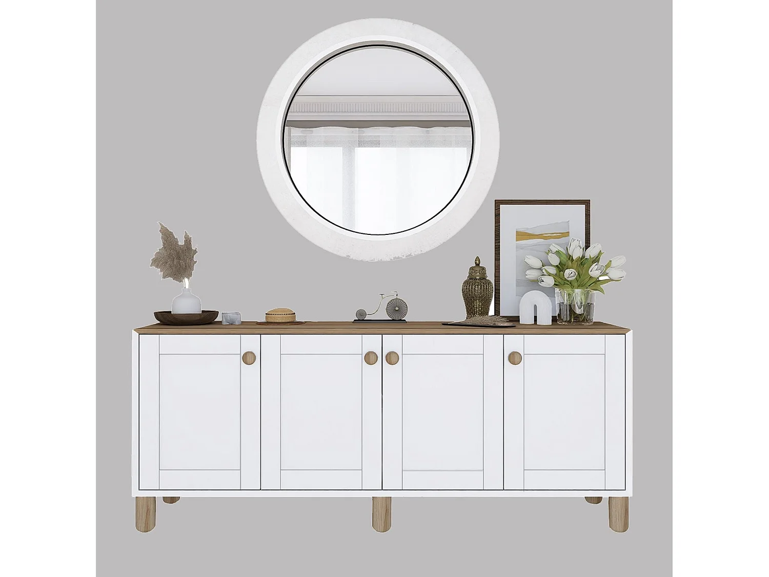 Sideboard – 180 cm x 80 cm x 37,3 cm – Helles Walnussholz – Melamin