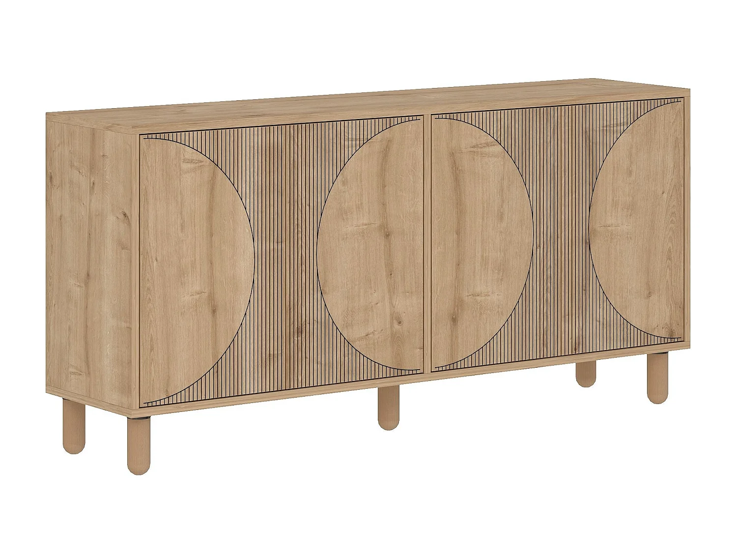 Sideboard – 150 cm x 73 cm x 36 cm – Saphireiche – Melaminbeschichtete Spanplatte