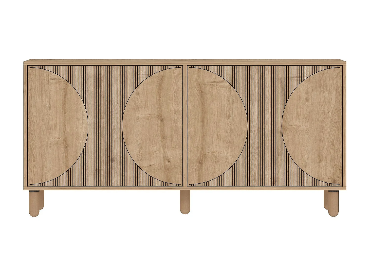 Sideboard – 150 cm x 73 cm x 36 cm – Saphireiche – Melaminbeschichtete Spanplatte