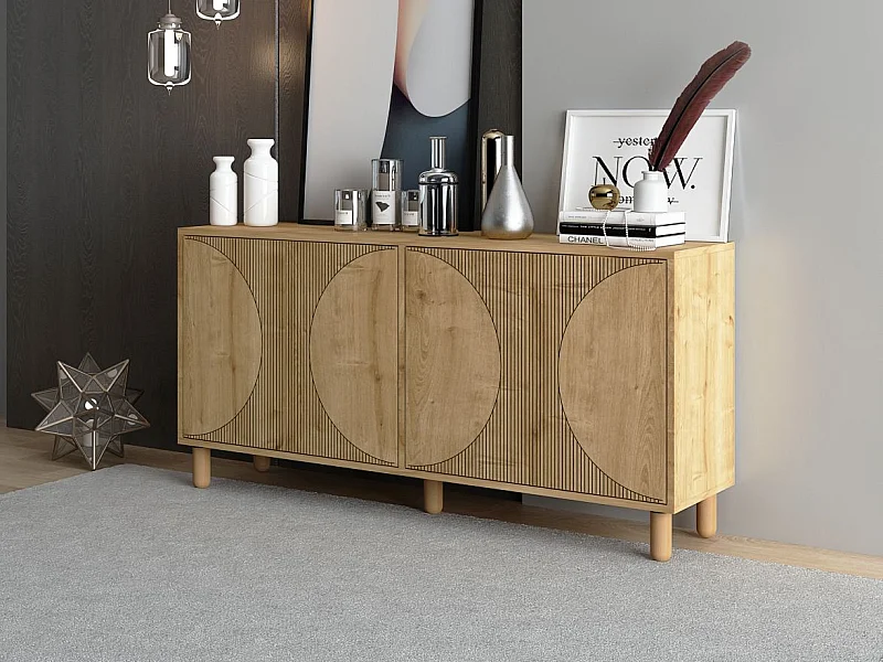 Buffet – 150 cm x 73 cm x 36 cm – Chêne Saphir – Panneau de particules mélaminé