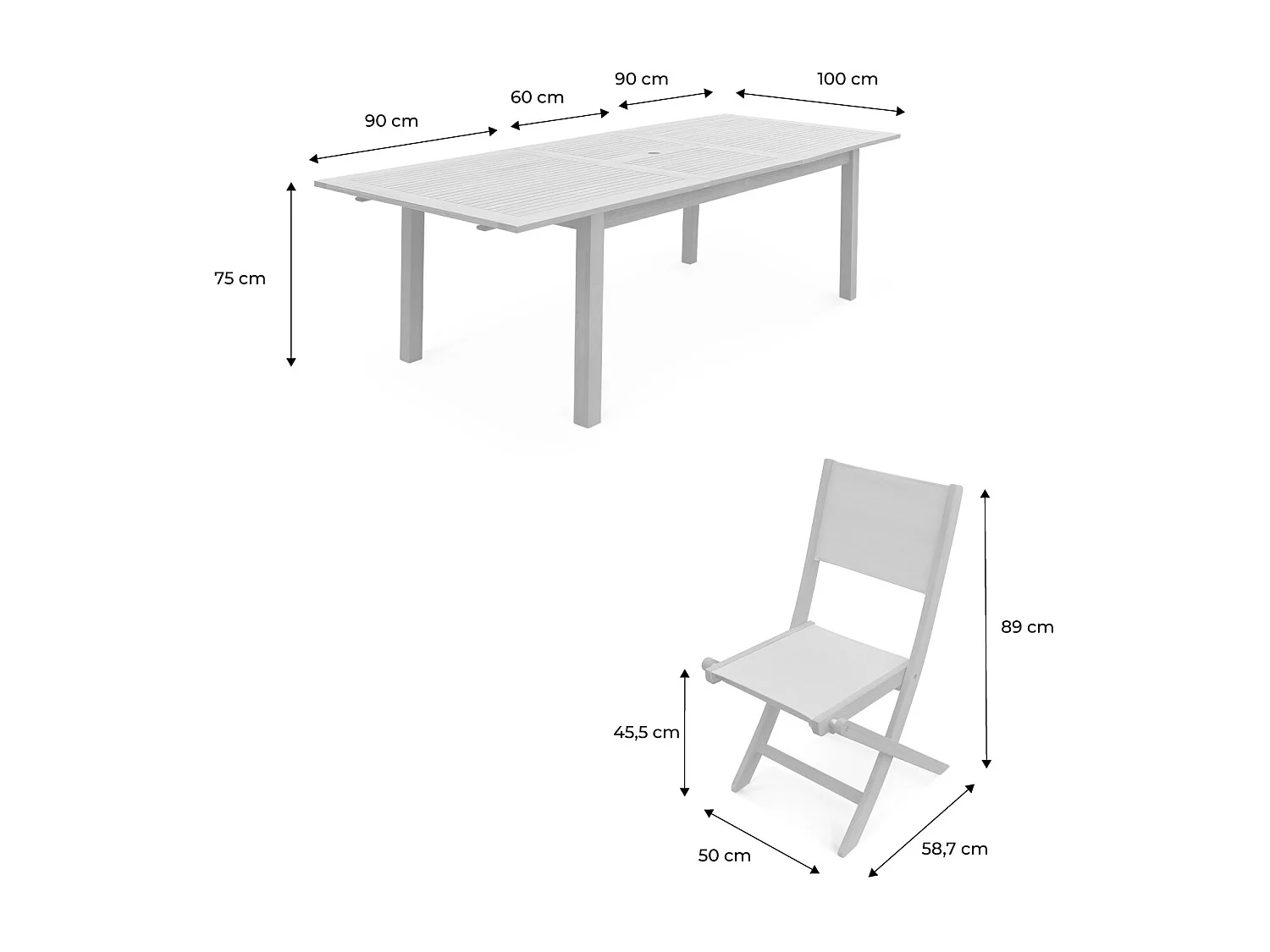 Mesa de jardín de madera extensible, 8 sillas madera