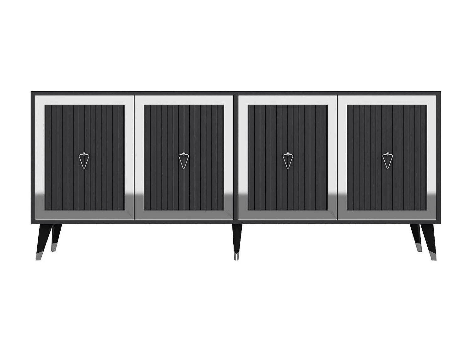 Komoda – 180 cm x 78,6 cm x 35 cm – Antracyt i srebro – Płyta wiórowa pokryta melaminą