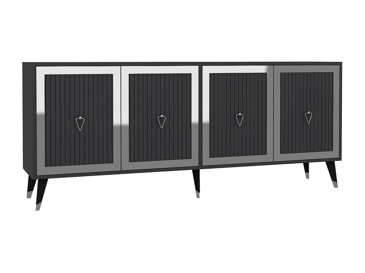 Komoda – 180 cm x 78,6 cm x 35 cm – Antracyt i srebro – Płyta wiórowa pokryta melaminą