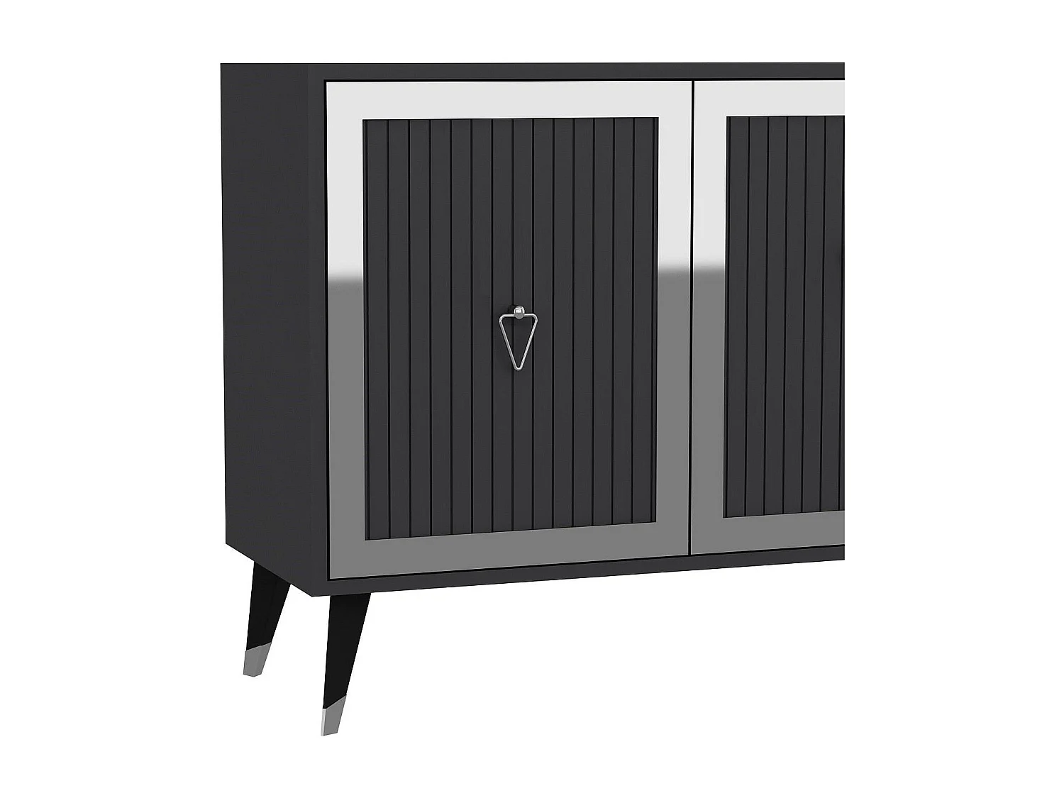 Komoda – 180 cm x 78,6 cm x 35 cm – Antracyt i srebro – Płyta wiórowa pokryta melaminą