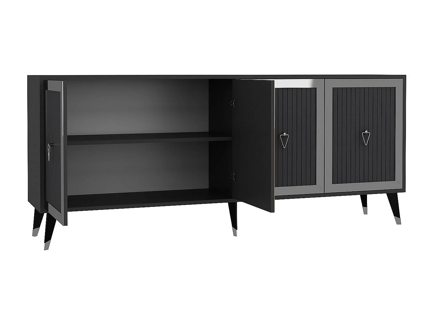 Komoda – 180 cm x 78,6 cm x 35 cm – Antracyt i srebro – Płyta wiórowa pokryta melaminą