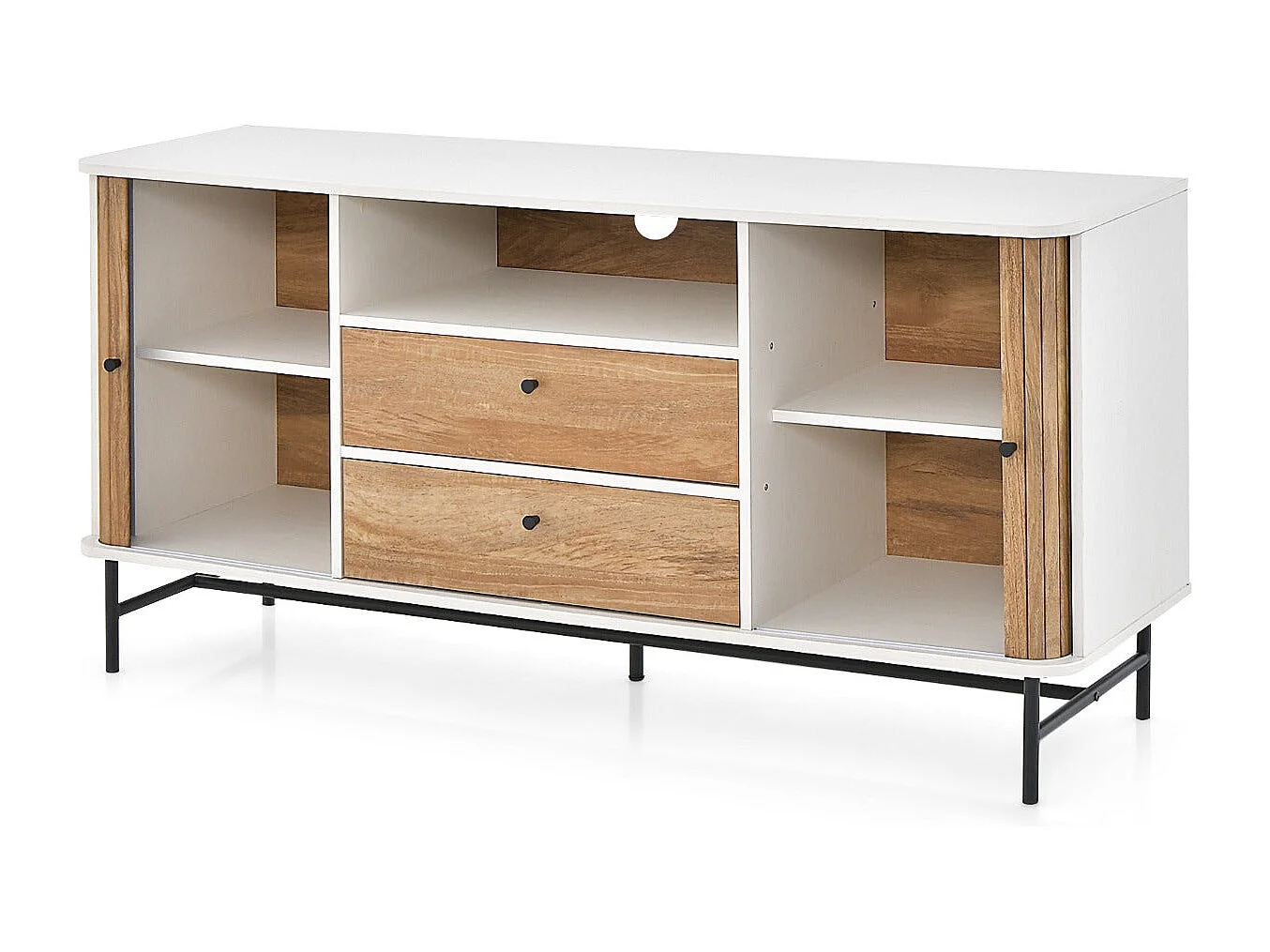 Komoda do salonu – 150 x 45 x 74 cm – Biała – Metalowa