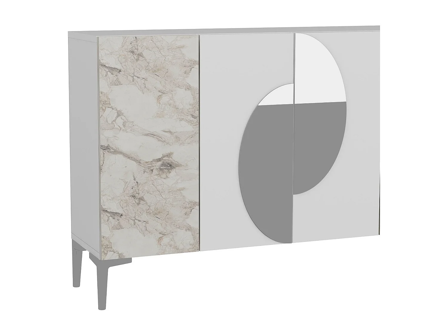 MDF Dressoir – 120 cm – Wit, Ephesus Marmer, Zilver