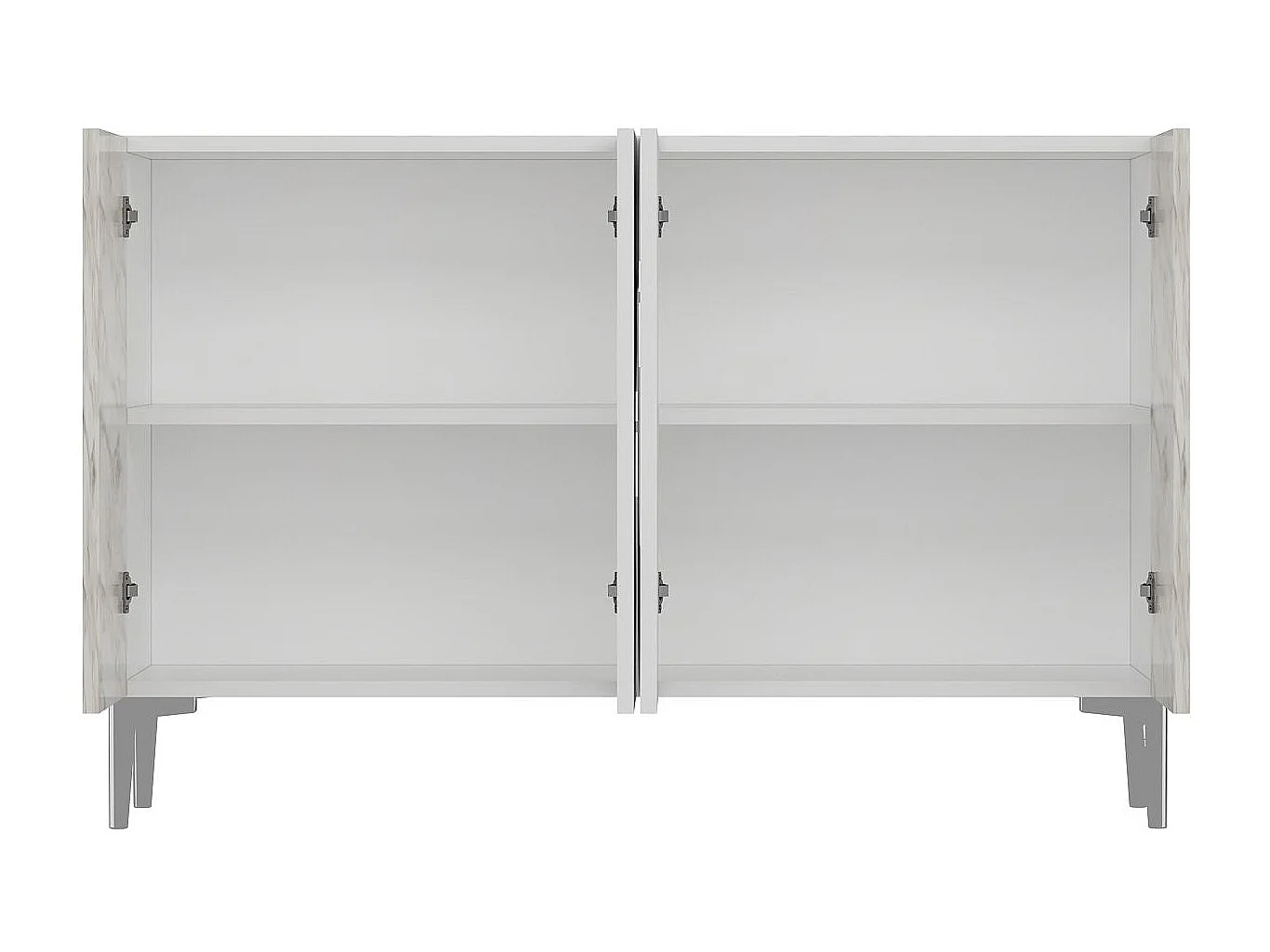 MDF Dressoir – 120 cm – Wit, Ephesus Marmer, Zilver