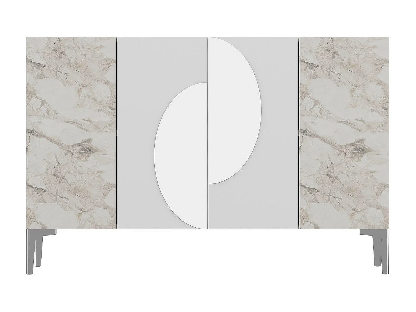 MDF Dressoir – 120 cm – Wit, Ephesus Marmer, Zilver