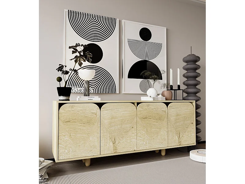 Buffet – 180 cm – Chêne saphir – Aggloméré mélaminé