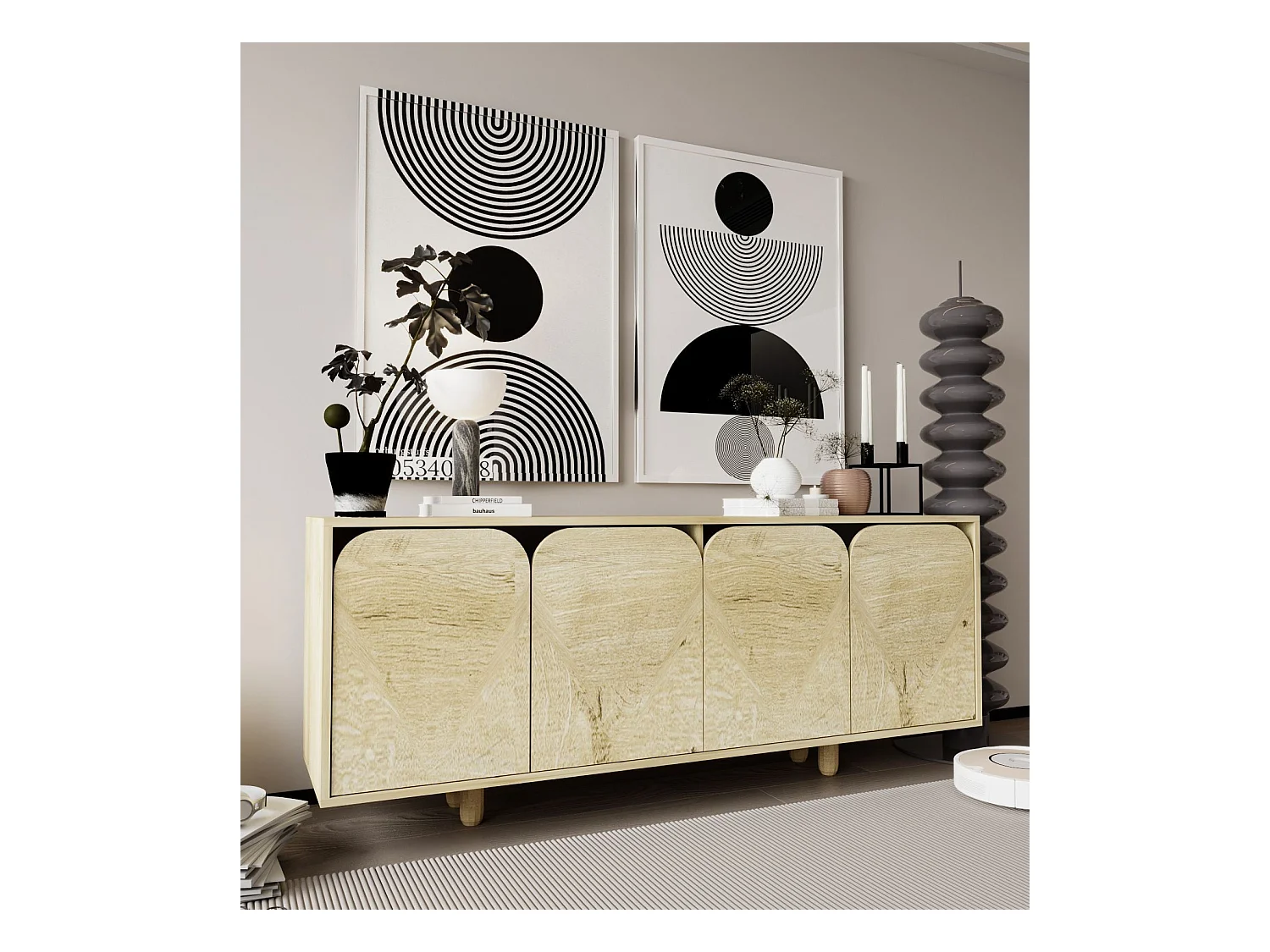 Buffet – 180 cm – Chêne saphir – Aggloméré mélaminé