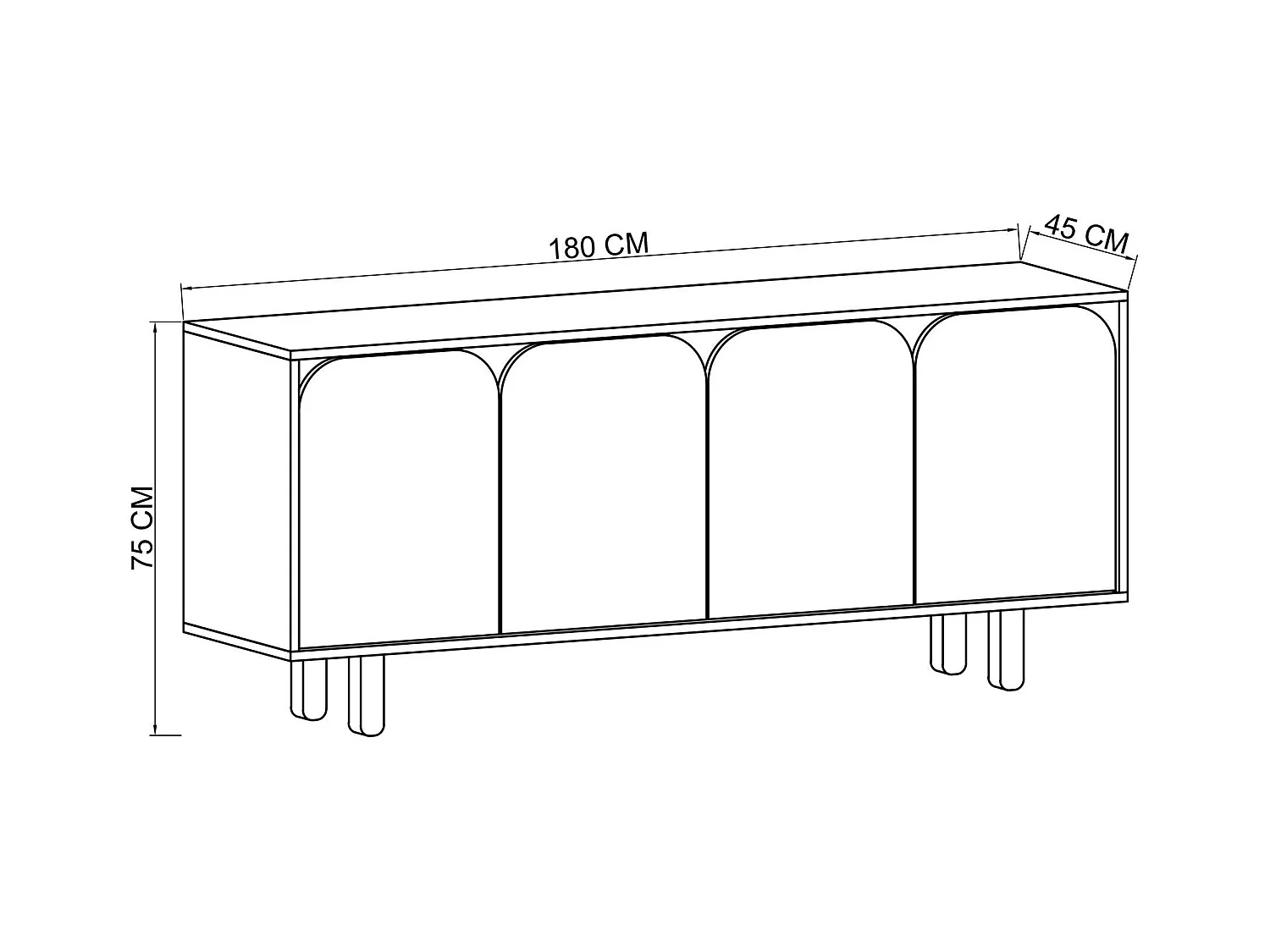 Buffet – 180 cm – Chêne saphir – Aggloméré mélaminé