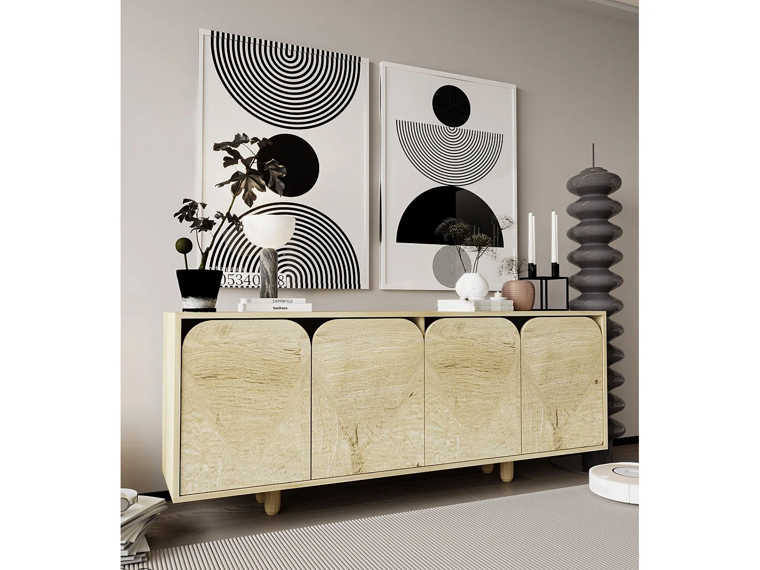 Buffet – 180 cm – Chêne saphir – Aggloméré mélaminé