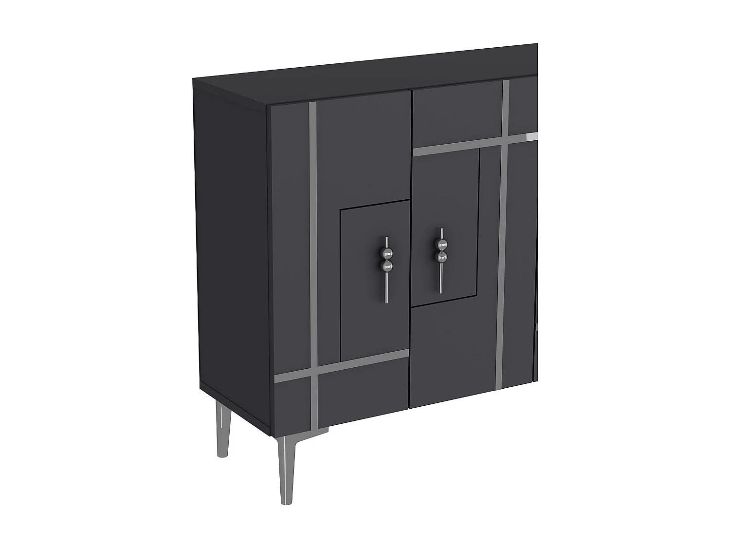 Komoda z płyty MDF pokrytej melaminą – 120 cm x 80 cm x 29,6 cm – antracyt i srebro