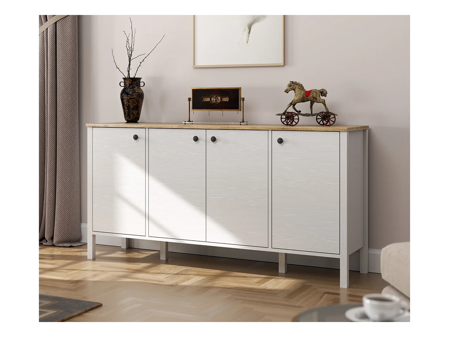 Buffet en bois – 160 cm x 82 cm x 44 cm – Blanc