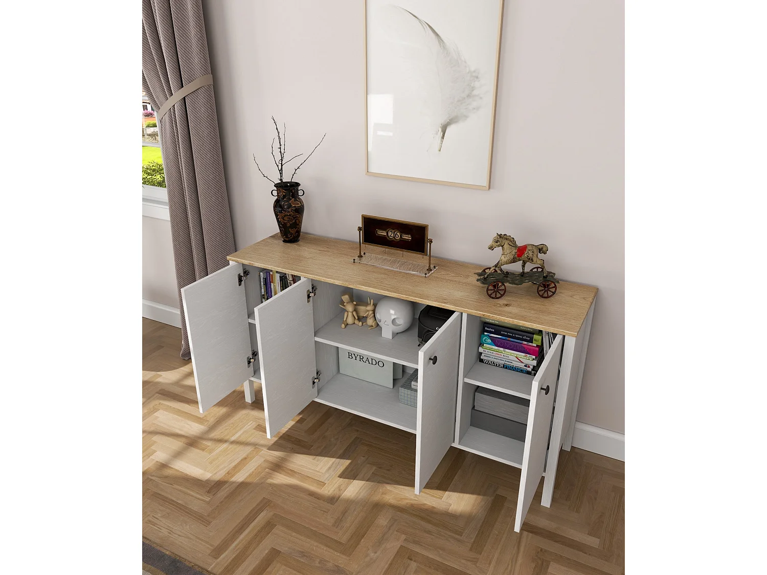Buffet en bois – 160 cm x 82 cm x 44 cm – Blanc