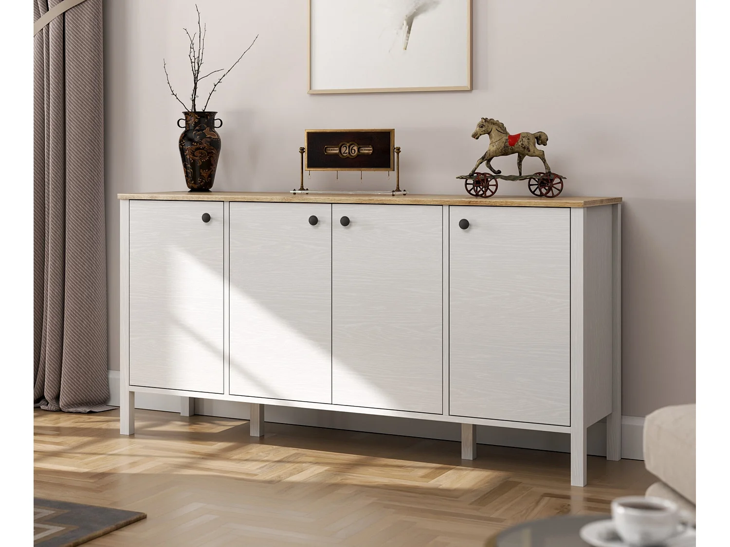 Buffet en bois – 160 cm x 82 cm x 44 cm – Blanc